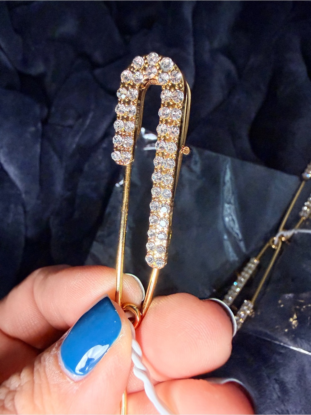 Gold Crystal Safety Pin - Gold Sparkle